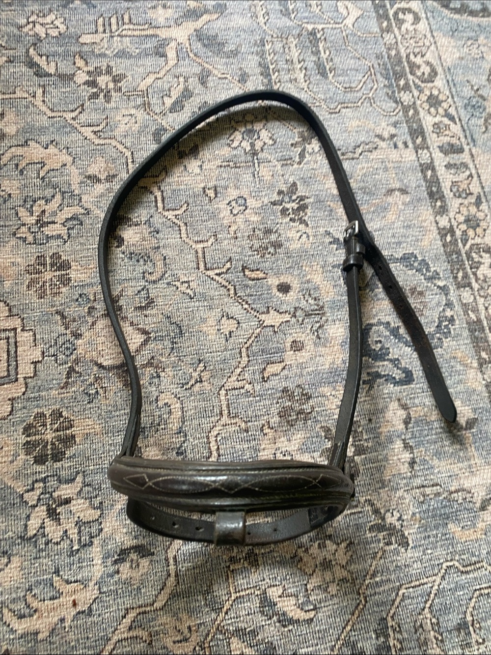 Dark brown fancy stitched noseband horse full size